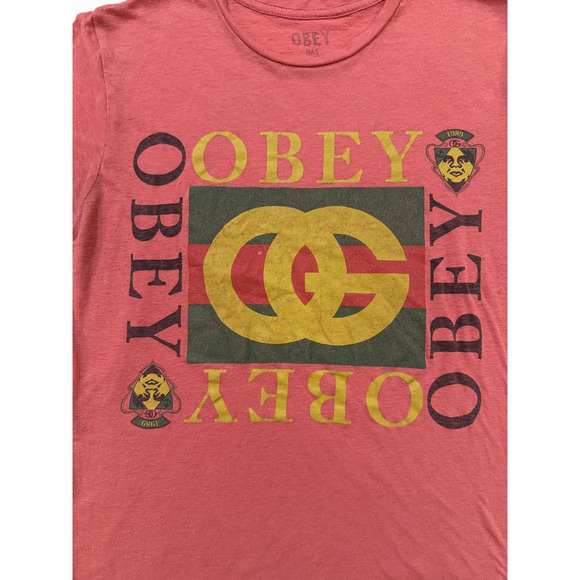 Obey Shirt Mens Small OBEY Interlock Gucci Parody Streetwear Skate Urban - Picture 2 of 6